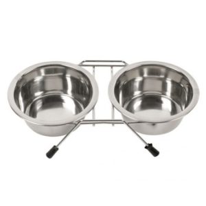Comedouro Duplo em Inox-Duvo Plus