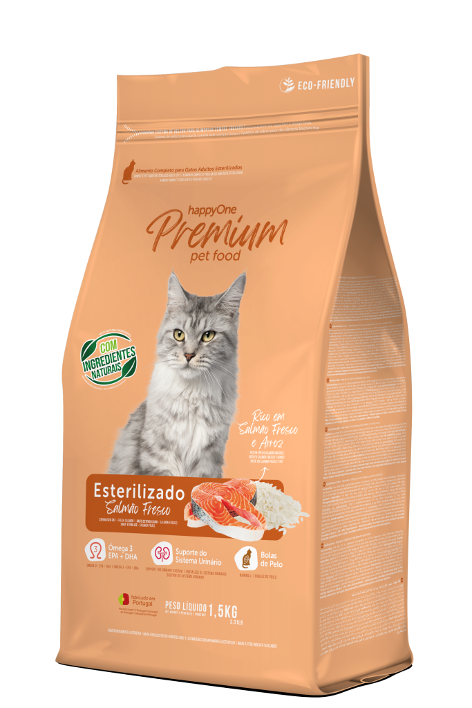 happyOne Premium Gato Esterilizado Salmão Fresco