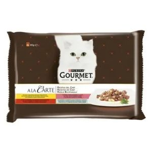 GOURMET A LA CARTE Frango/Truta/Vaca/Bacalhau 4x85gr-Gato-Purina