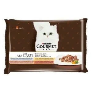 GOURMET A LA CARTE Peixe Oceano/Salmão/Peru/Pato 4x85gr-Gato-Purina