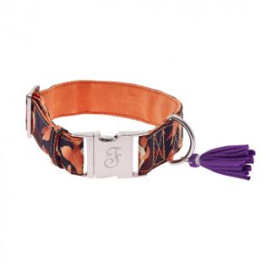 Coleira Kami Com Padrão Floral Laranja Para Cão - Ferribiella