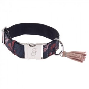 Coleira Kami Com Padrão Floral Bordeaux Para Cão- Ferribiella