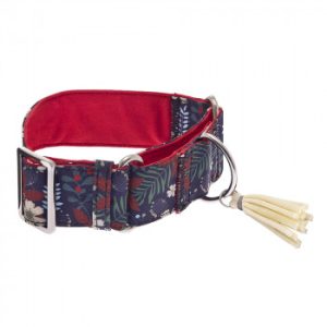 Coleira Martingala Kami Com Padrão Floral Vermelho Para Cão-Ferribiella