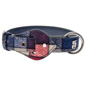 Coleira Mokka Tartan Azul para Cães- Ferribiella