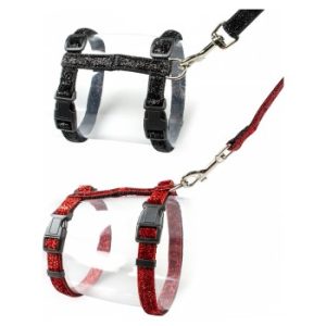 Peitoral e trela com glitter para gato Duvo Plus